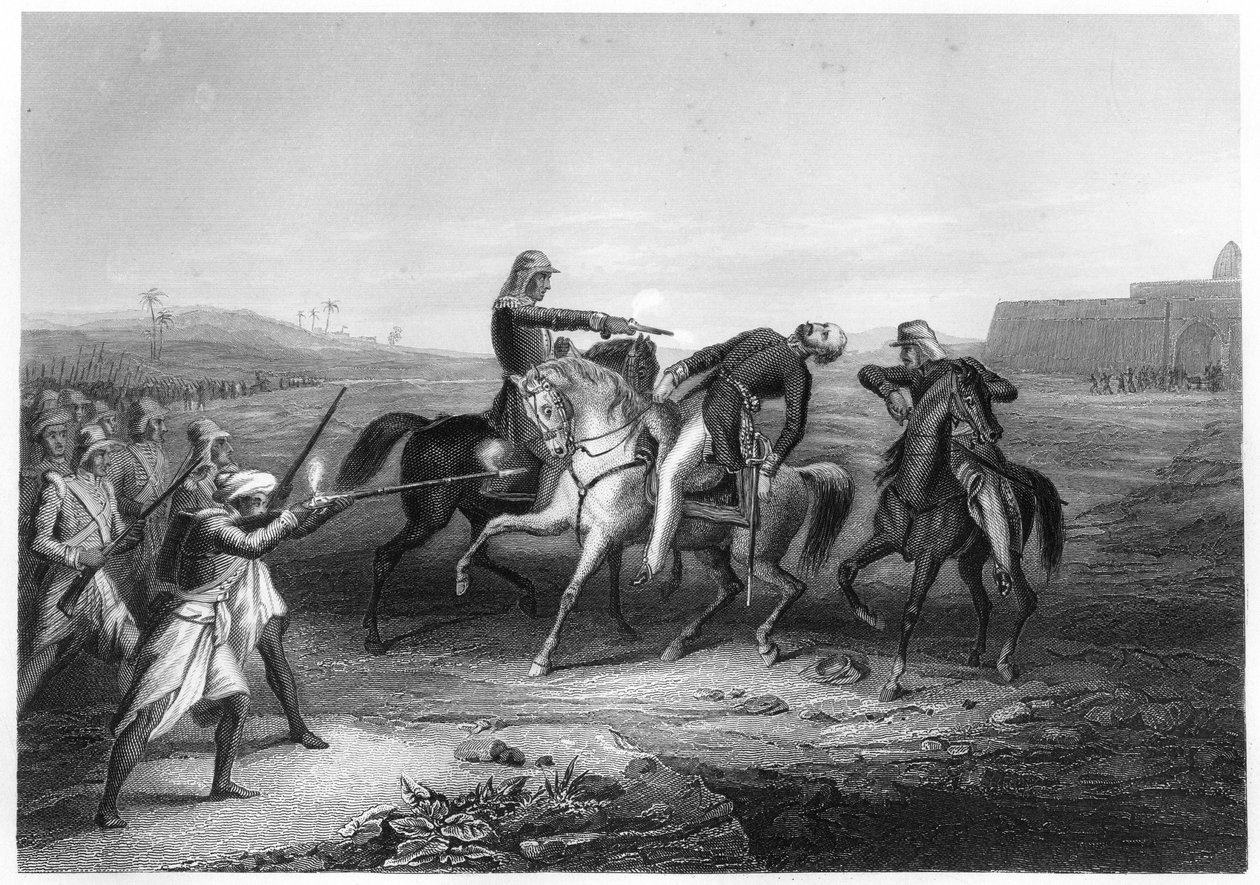Överste Platt dödad av myteristerna vid Mhow, c1860 av Unbekannt