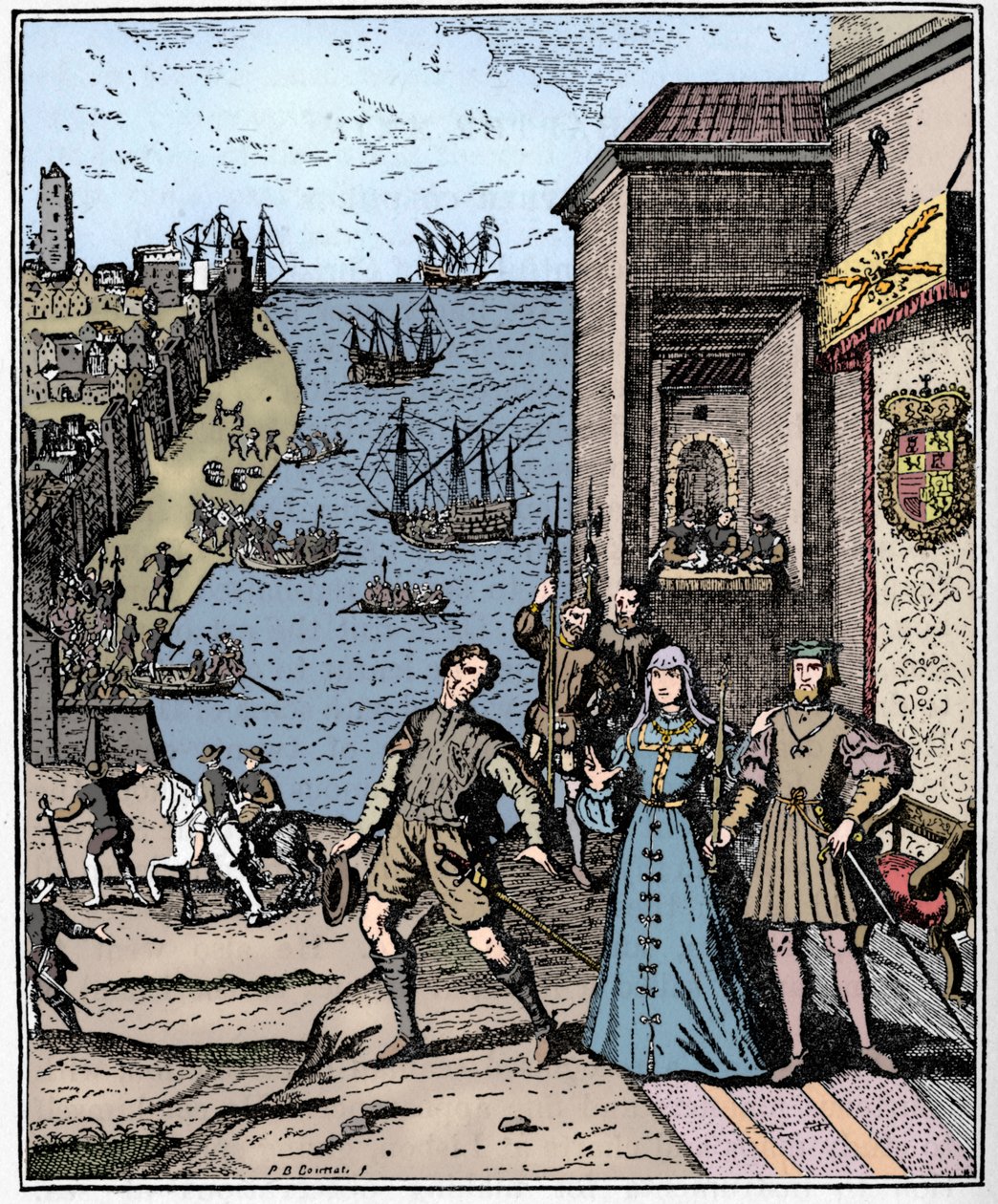 Columbus med Ferdinand och Isabella, 3 augusti 1492, 1912 av Unbekannt