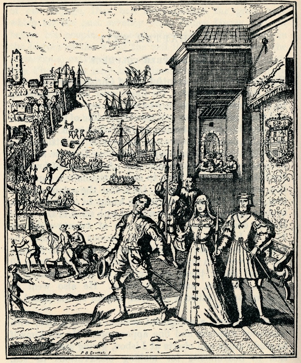 Columbus med Ferdinand och Isabella, 3 augusti 1492, 1912 av Unbekannt