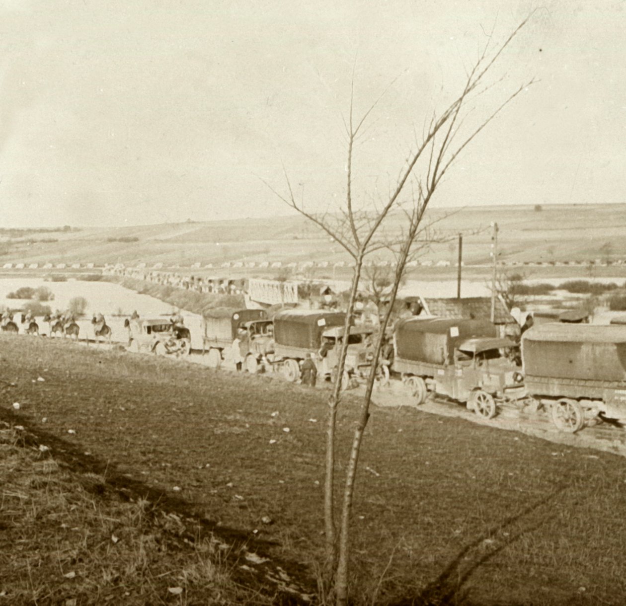 Kolumn med lastbilar på Voice Sacrée, Verdun, norra Frankrike, c1914-c1918. av Unbekannt