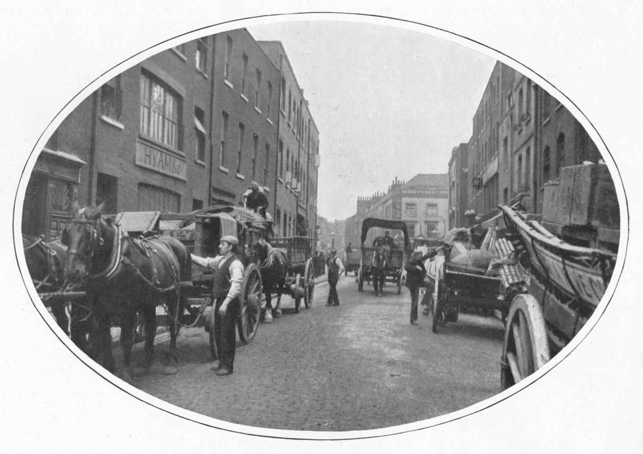 Arbetet påbörjas, Osborn Street, Whitechapel, London, c1903 1903 av Unbekannt