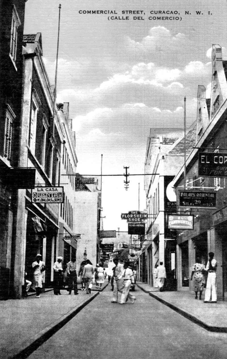 Commercial Street, Curacao, Nederländska Antillerna, c1900-talet av Unbekannt