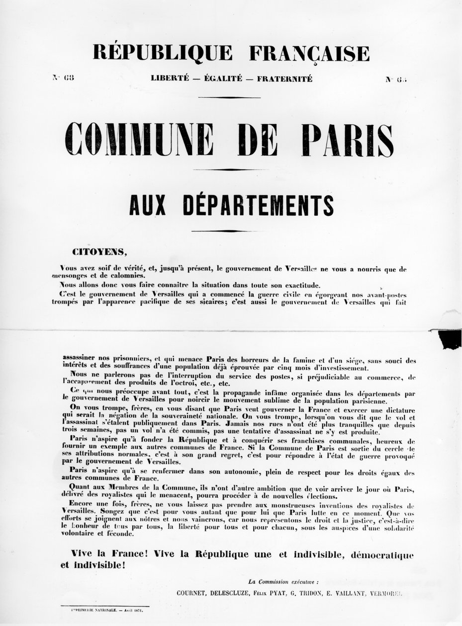 Commune de Paris, från franska politiska affischer från Pariskommunen, maj 1871 av Unbekannt