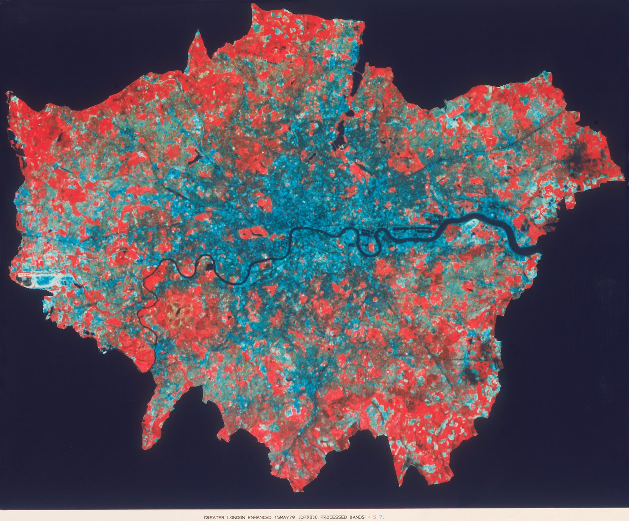 Sammansatt Landsat bild i falsk färg av Greater London, 1979 av Unbekannt