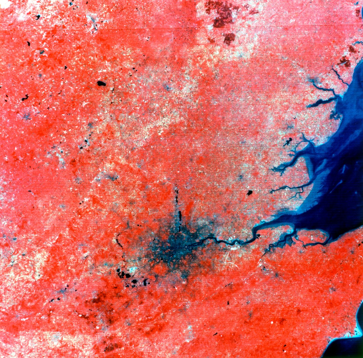 Sammansatt fotografi av London taget av Landsat 2, 29 juli 1975 av Unbekannt