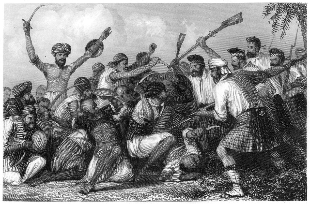 Konflikt med Ghazees före Bareilly, 6 maj 1858, c1860 av Unbekannt