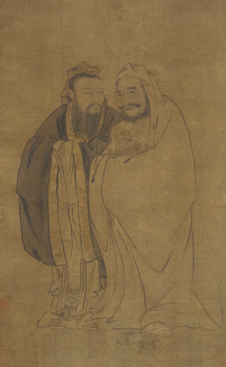 Konfucius och Buddha vaggar en Qilin, Ming-dynastin, 1400-talet. av Unbekannt