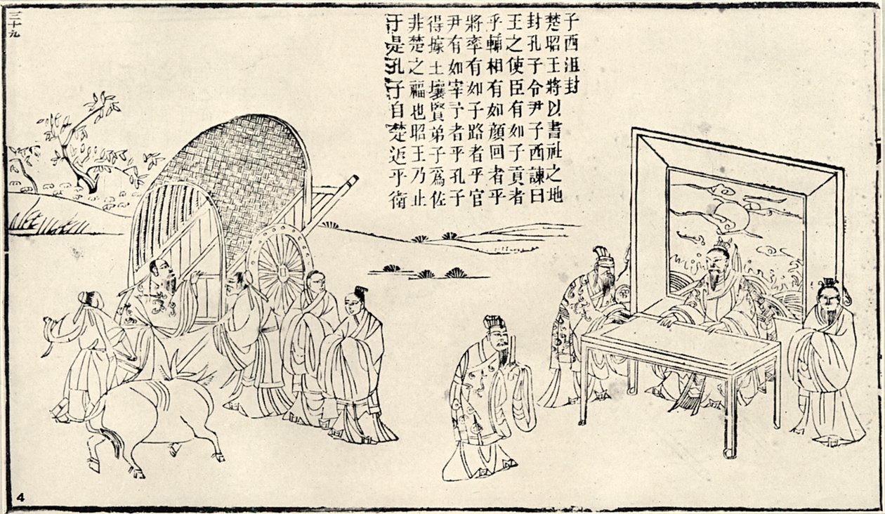 Konfucius besöker hovet, 1800-talet av Unbekannt