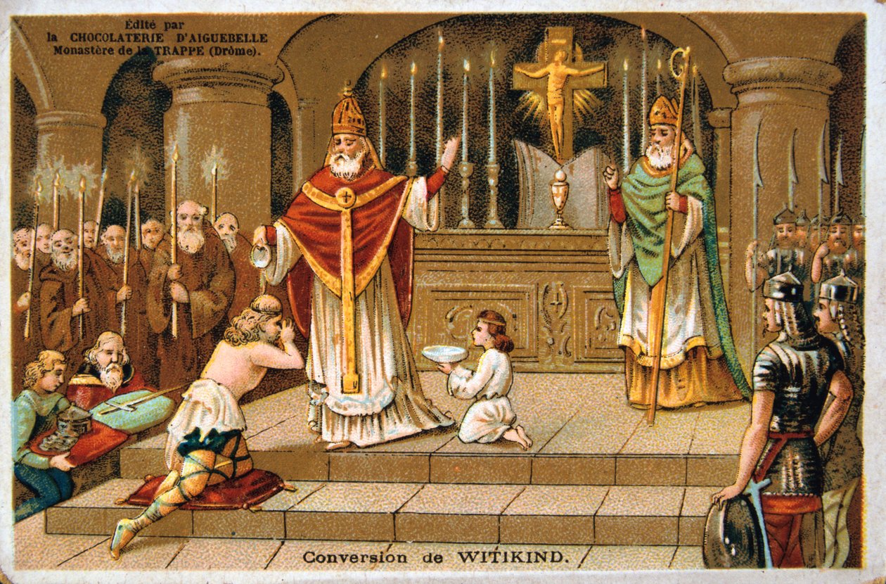 Conversion of Witikind, 785 AD, 1800-talet av Unbekannt