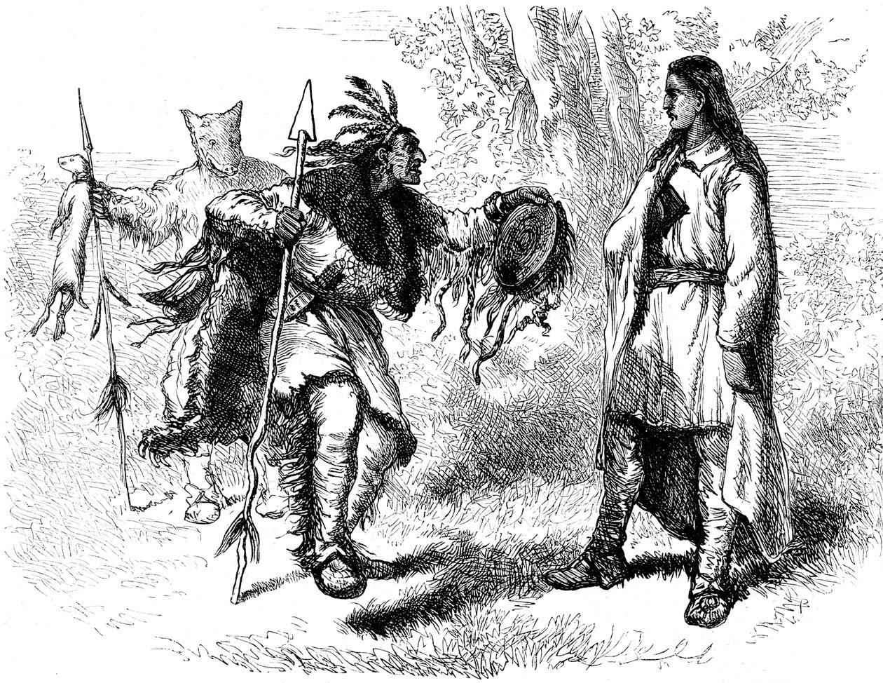 Konverterade indianer och powwows, c1600-talet c1880 av Unbekannt
