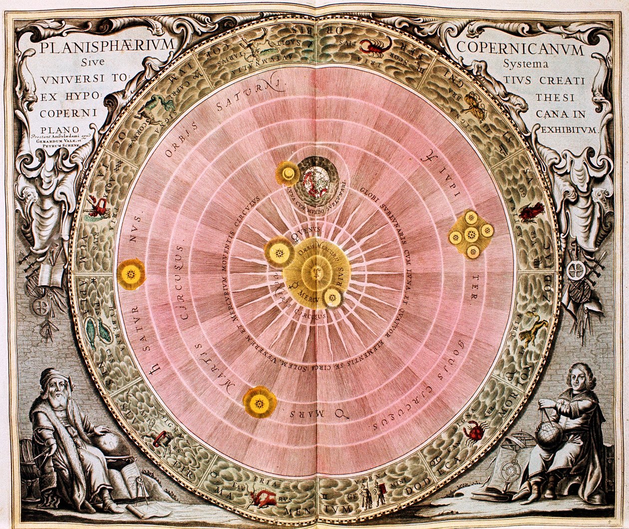 Kopernikanskt solcentrerat heliocentriskt system av universum, 1708 av Unbekannt