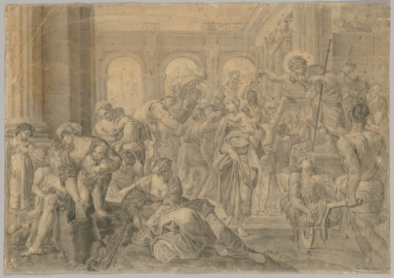 Kopia av Annibale Carraccis St. Roch Giving Alms, 1595 eller senare. av Unbekannt