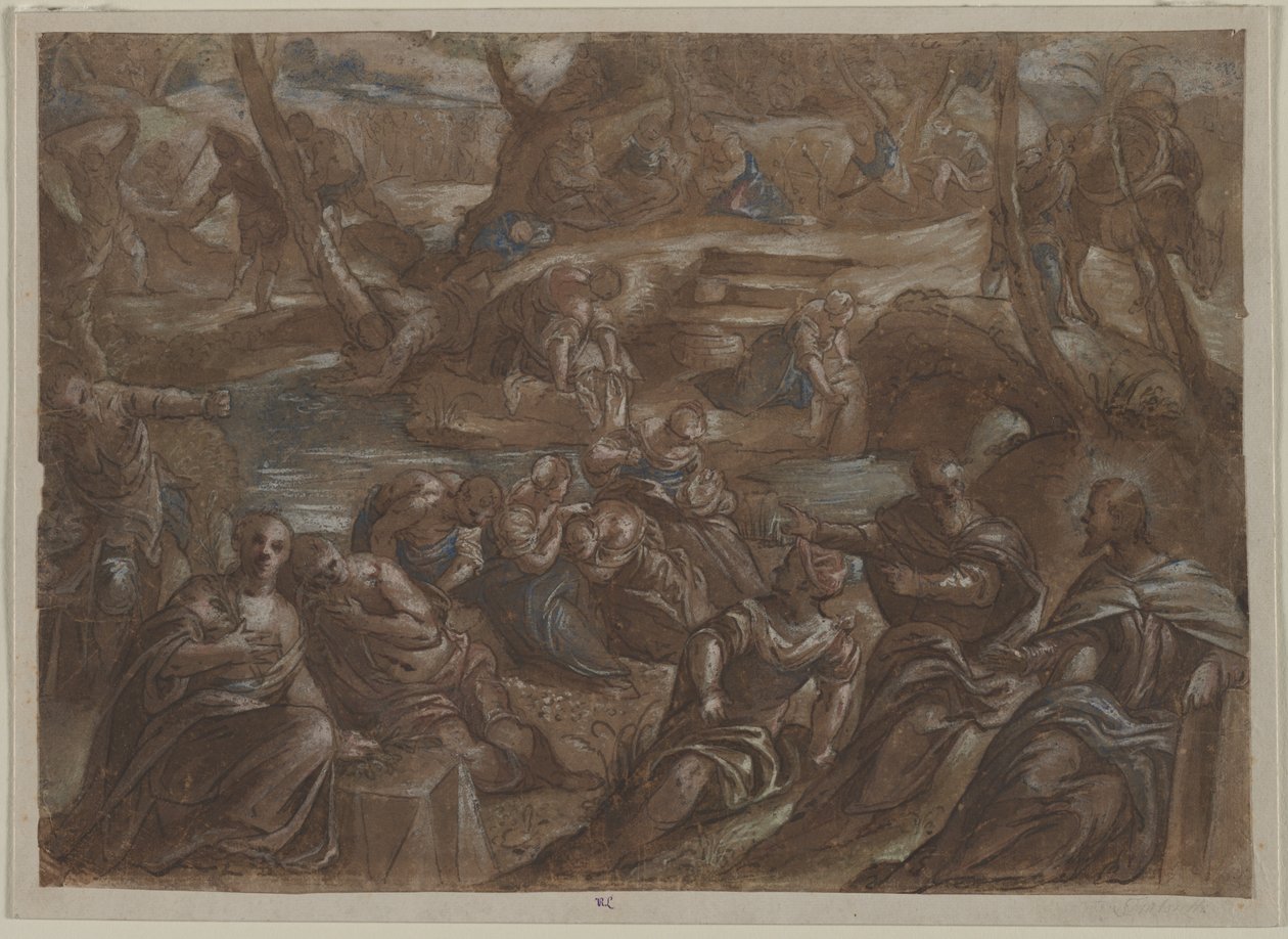 Kopia av Tintorettos Children of Israel Gathering Manna, efter 1594. av Unbekannt