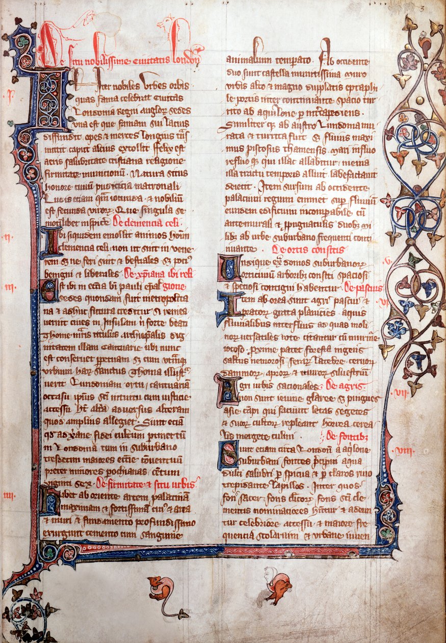 Kopia av William Fitzstephens beskrivning av London, 1300-talet av Unbekannt