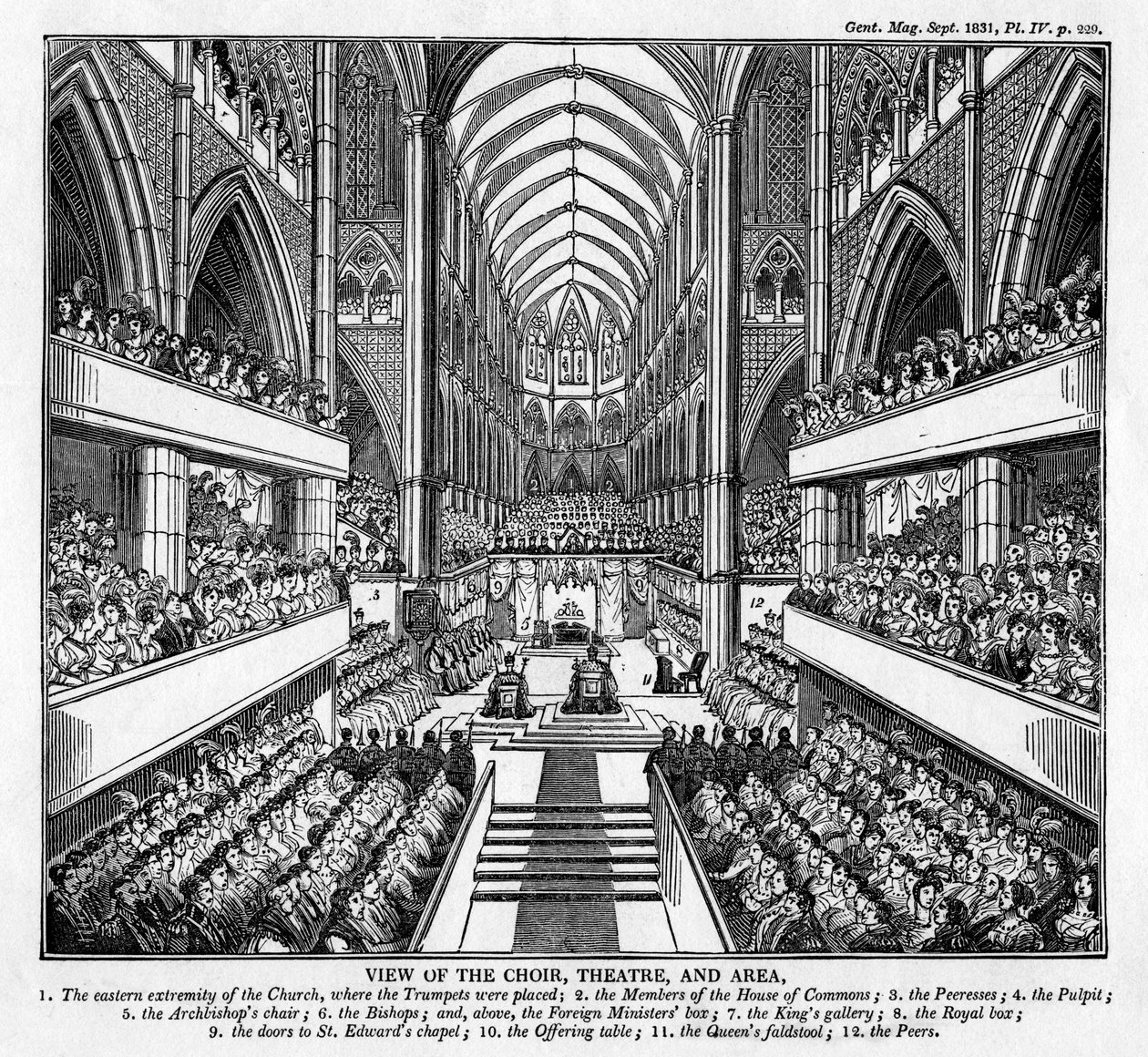 Kröning av kung William IV och drottning Adelaide, Westminster Abbey, London, 1831 av Unbekannt