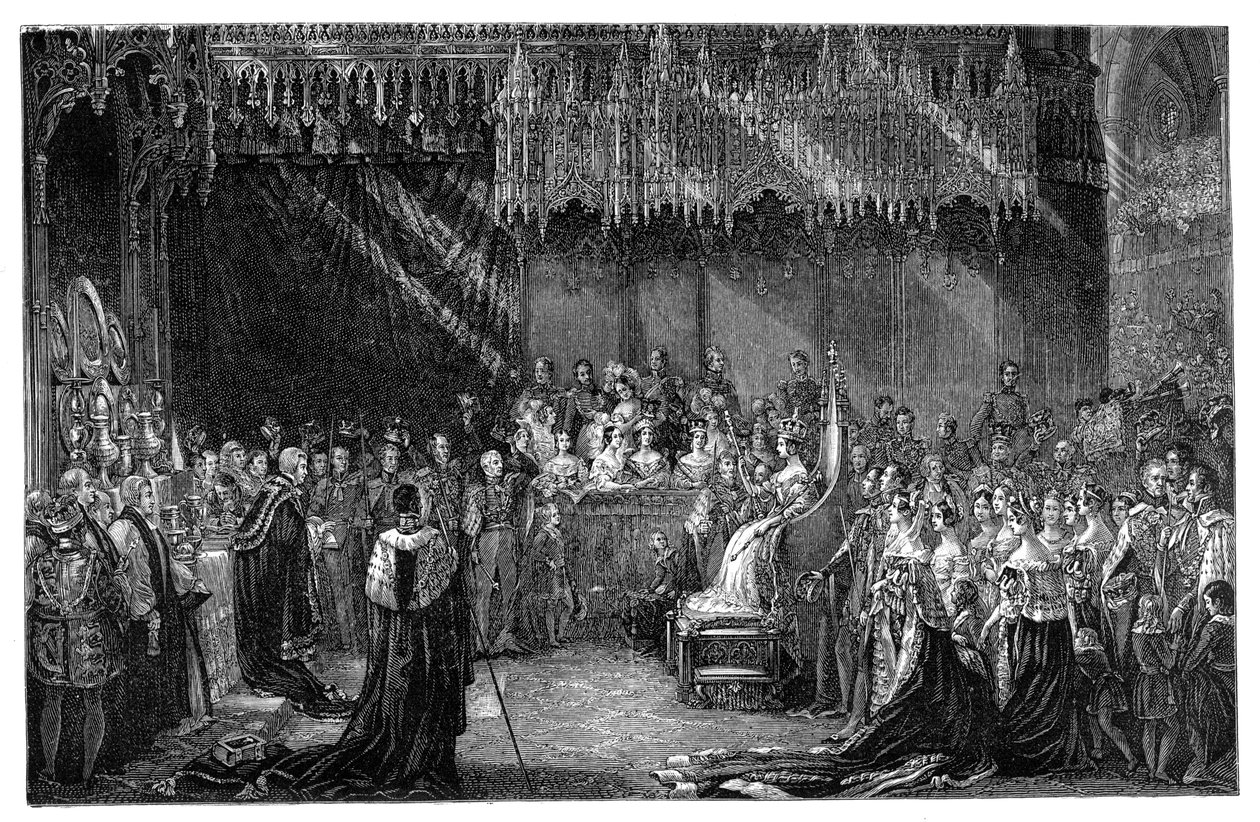 Kröning av drottning Victoria i Westminster Abbey, London, 28 juni 1838, 1900 av Unbekannt