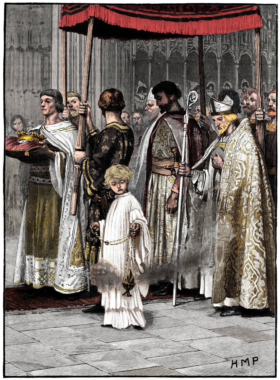 Kröning av Richard I i Westminster Abbey 1189, c1880 av Unbekannt