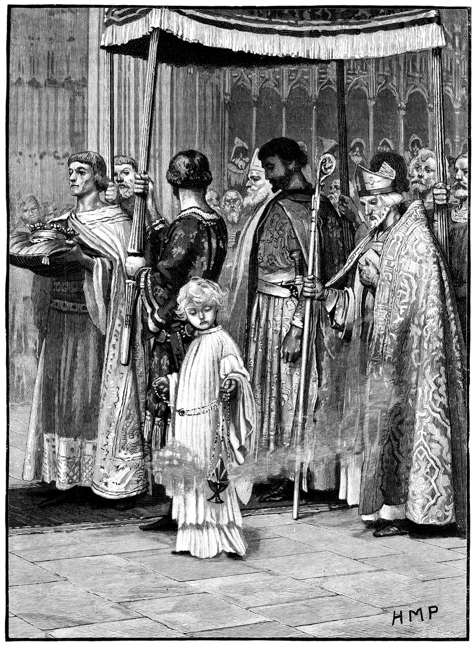 Kröning av Richard I i Westminster Abbey 1189, c1880 av Unbekannt