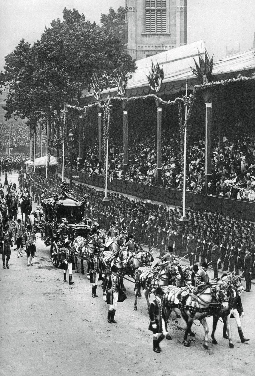 Kröningsprocession av George V och Queen Mary, nära Westminster Abbey, 22 juni 1911, 1937 av Unbekannt