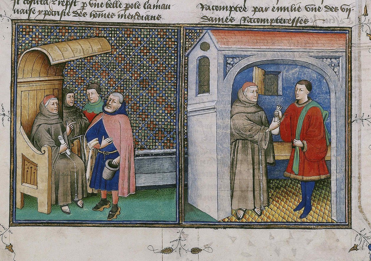 Korruption. Miniatyr från The Book Called Decameron av Giovanni Boccaccio, 1460-talet. av Unbekannt