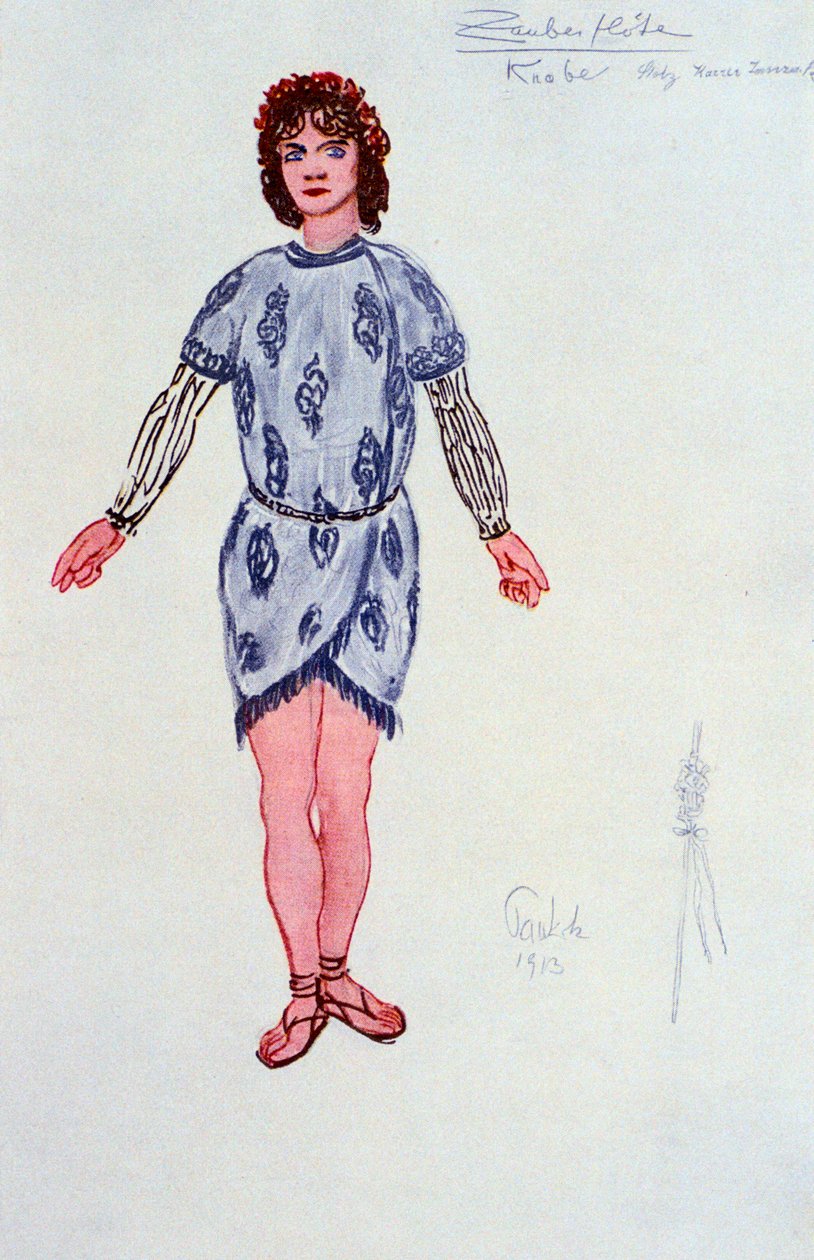 Kostymdesign för en av de tre ungdomarna eller Genii, 1913 av Unbekannt