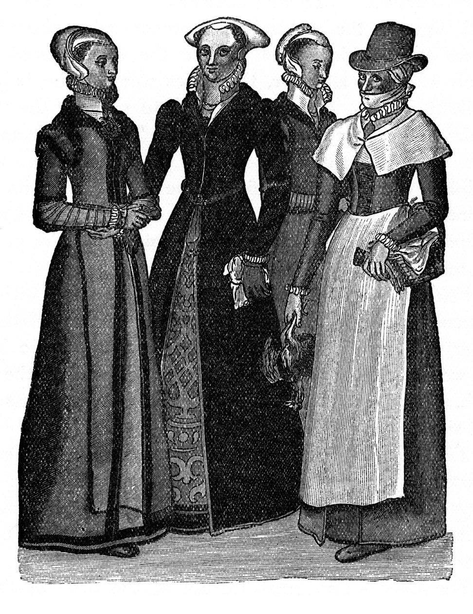 Stads- och landskvinnors dräkter, 1500-talet, 1910 av Unbekannt