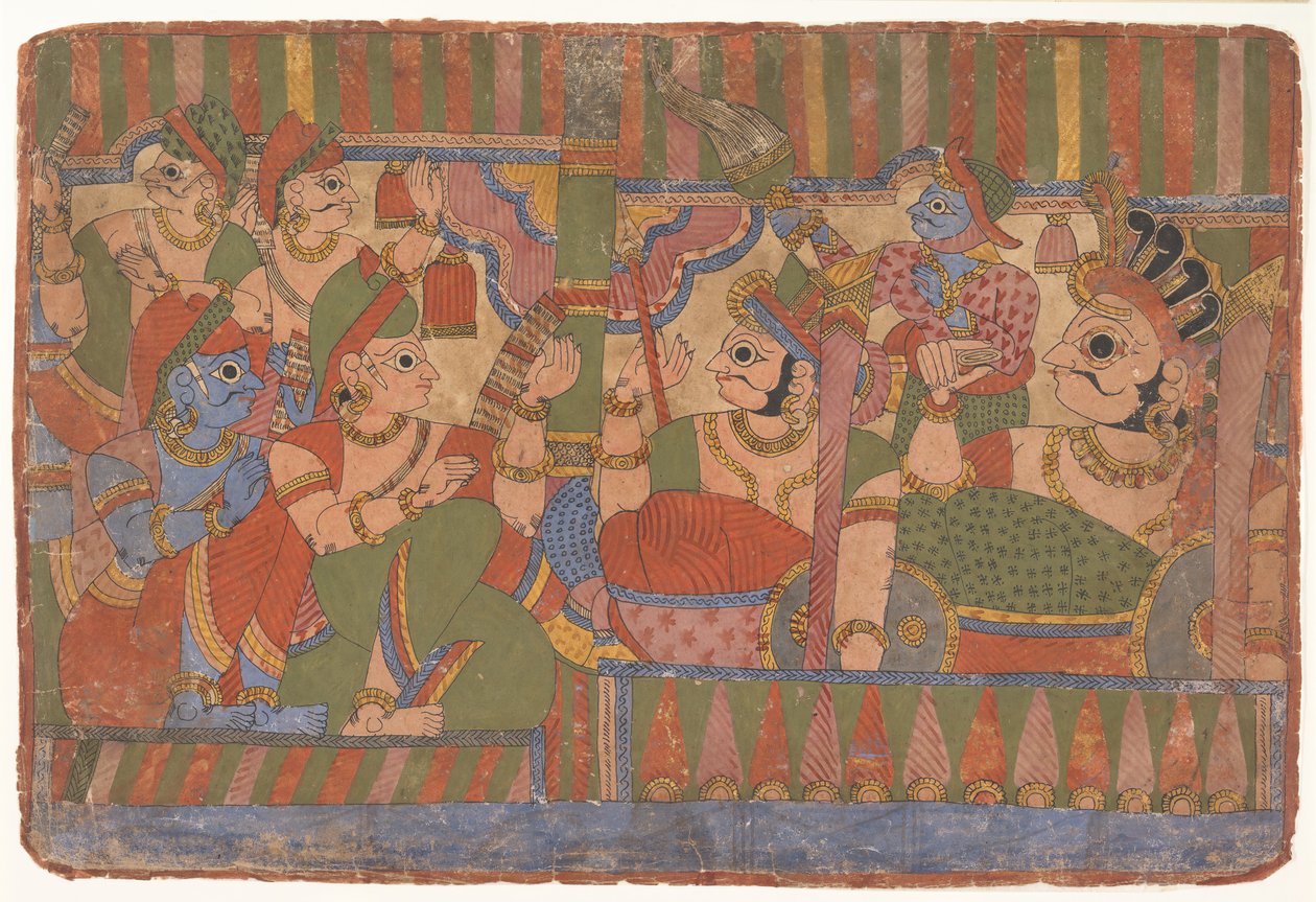 Council of Heroes...från en Dispersed Mahabharata Great Descendants of Mahabharata, ca. 1800. av Unbekannt