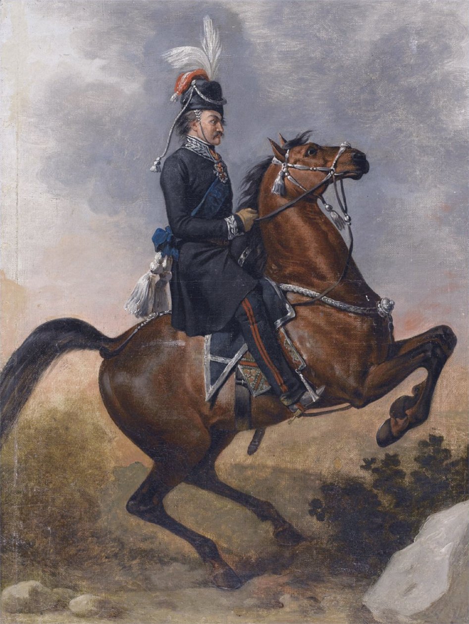Greve Matvey Ivanovich Platov 1757-1818 på Khorsevatsk, 1800-talet av Unbekannt
