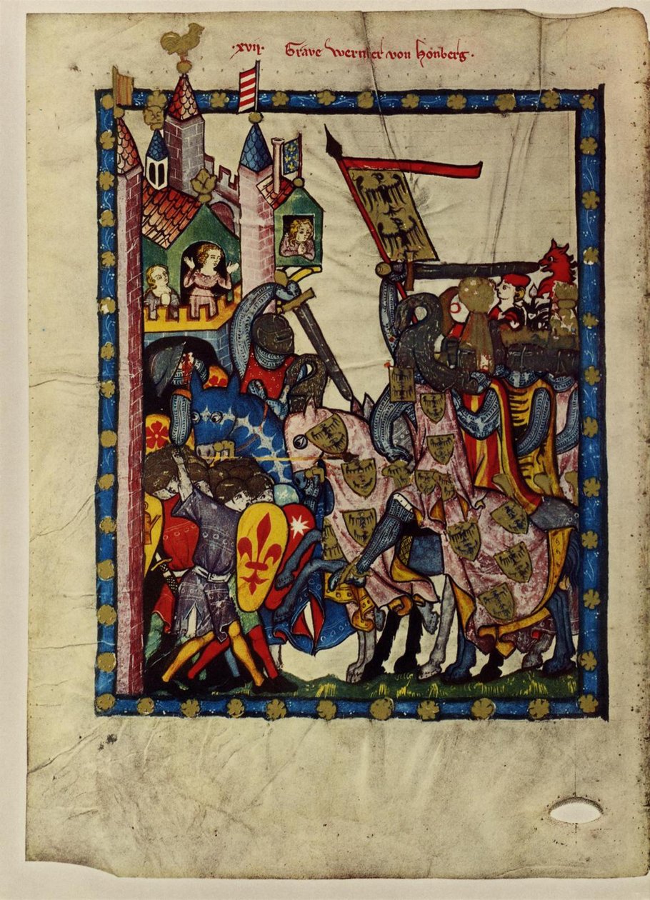Greve Wernher von Homberg från Codex Manesse, mellan 1305 och 1340 av Unbekannt