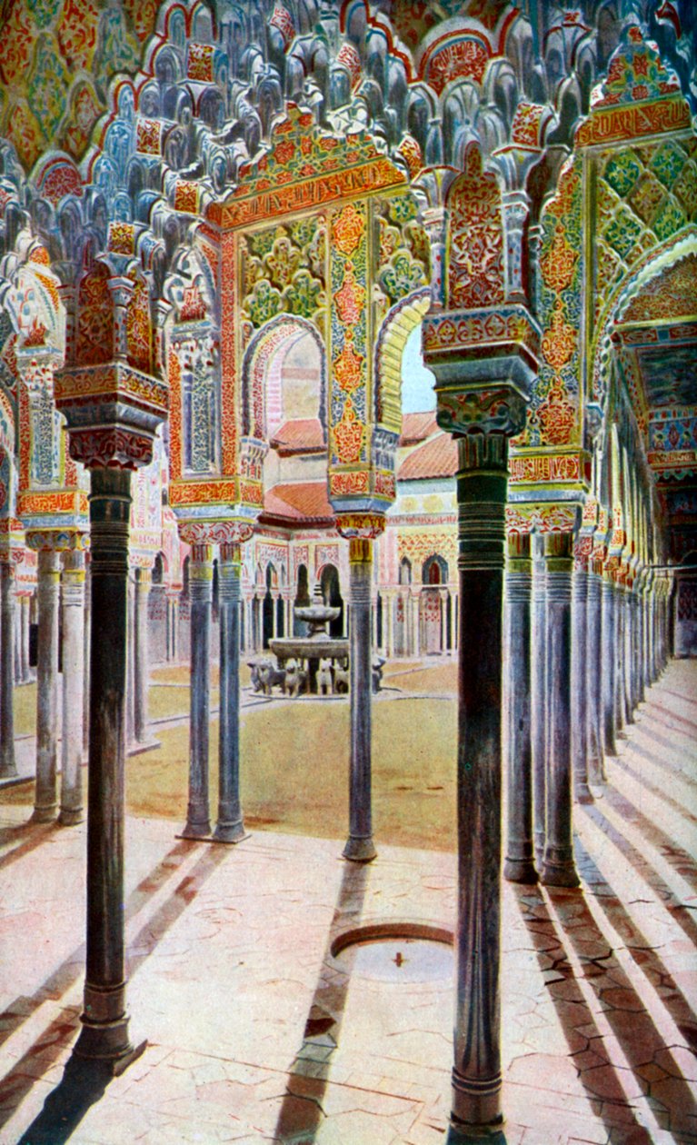 Lions domstol, Alhambra, Granada, Andalusien, Spanien, c1924 av Unbekannt