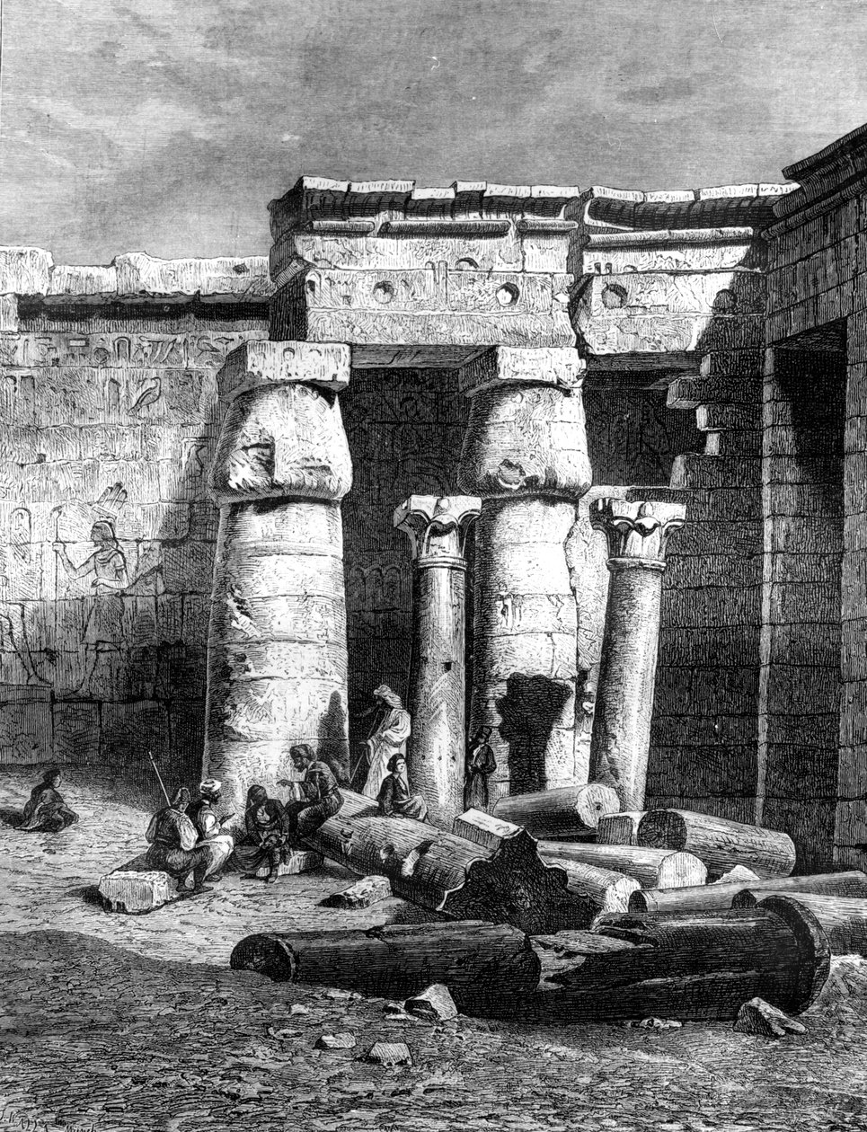 Domstol med rester av en kristen kyrka, Medinet-Habou, 1881 av Unbekannt