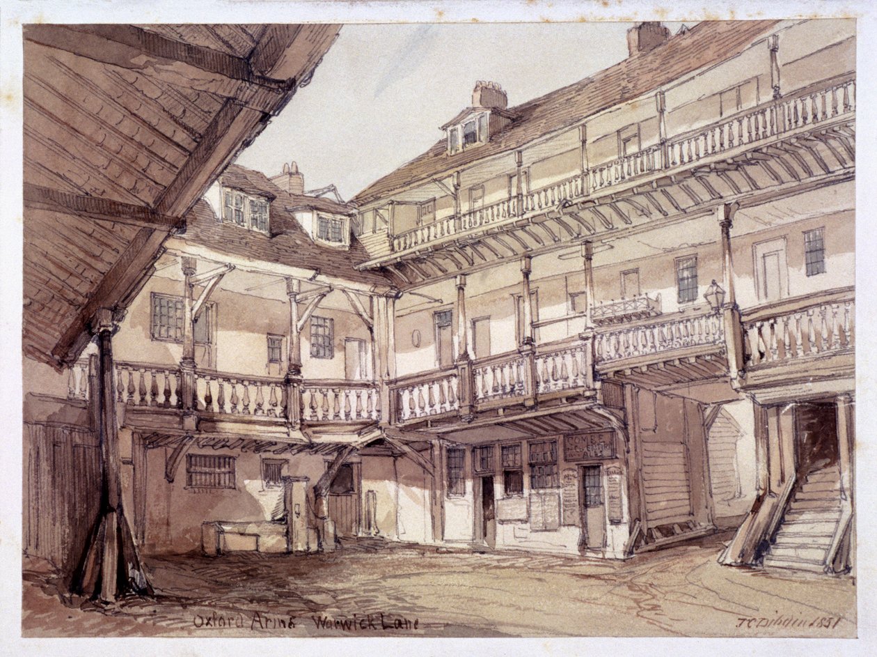 Courtyard of the Oxford Arms Inn, Warwick Lane, London, 1851 av Unbekannt
