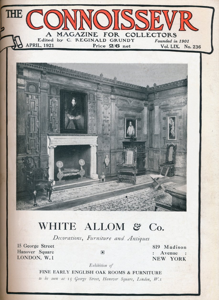 Omslag till The Connoisseur, april 1921 av Unbekannt