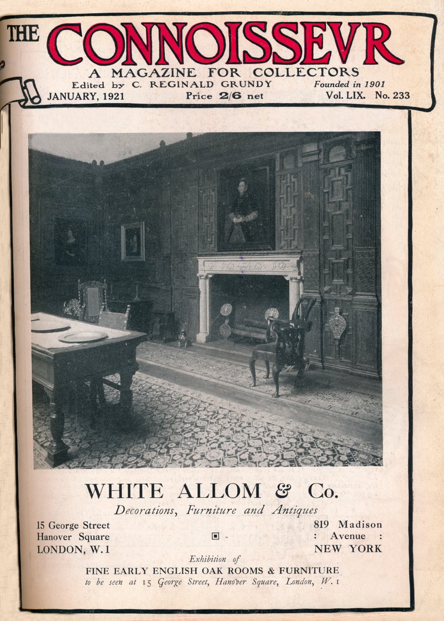 Omslag till The Connoisseur, januari 1921 av Unbekannt