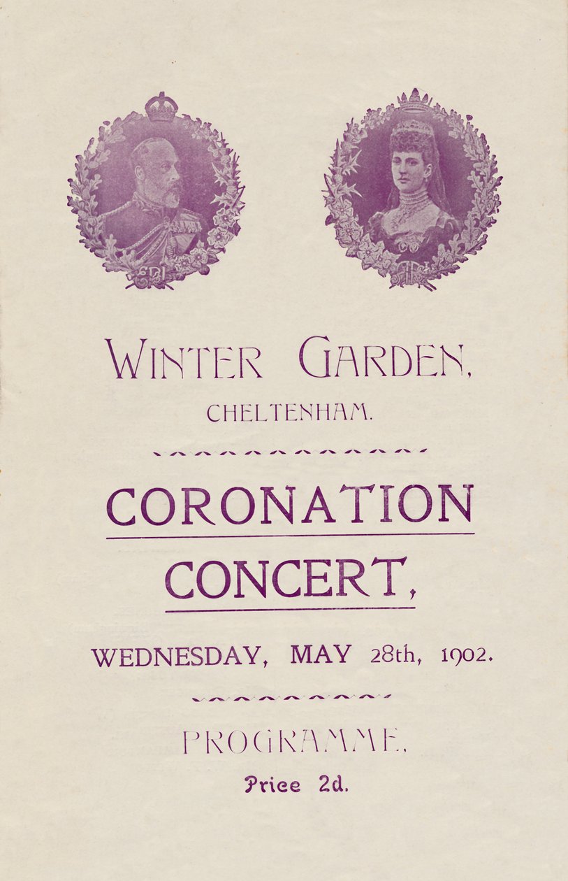 Omslag till programmet för en kröningskonsert i Winter Garden, Cheltenham, 1902. av Unbekannt