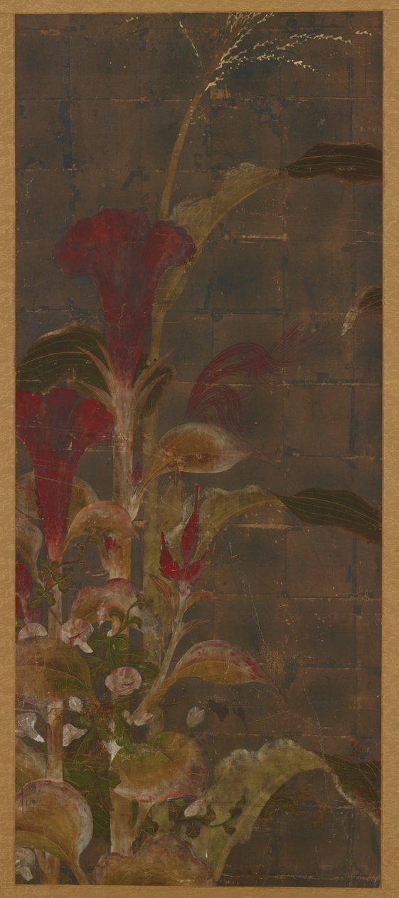 Coxcombs, majs och morgonhärligheter, Momoyama-perioden, 1568-1615. av Unbekannt