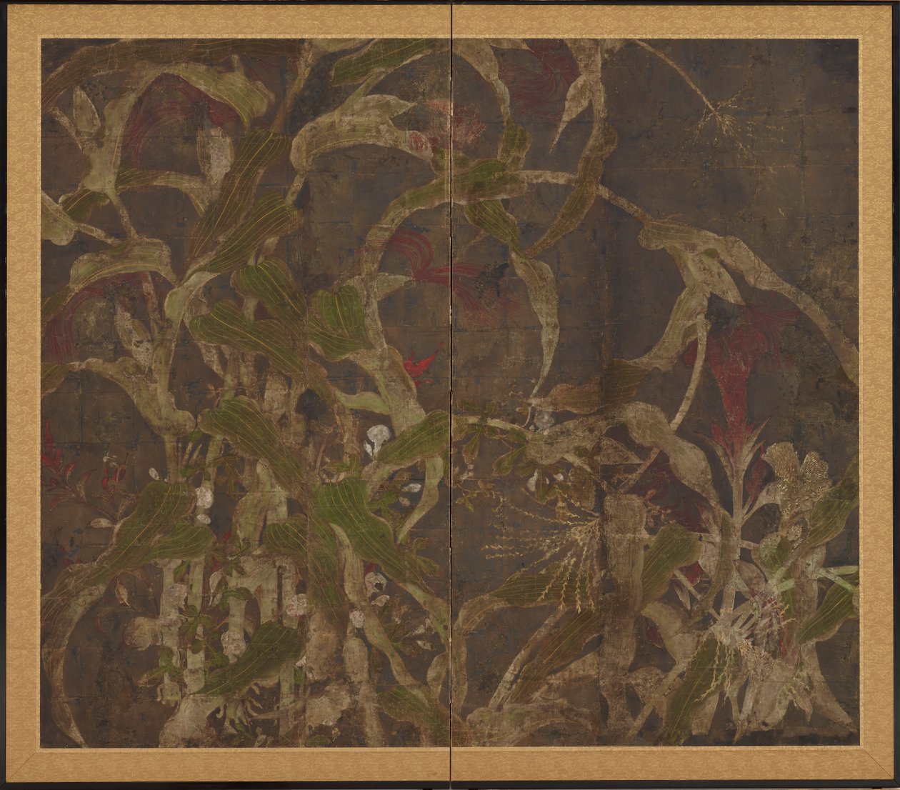 Coxcombs, majs och morgonhärligheter, Momoyama-perioden, 1568-1615. av Unbekannt