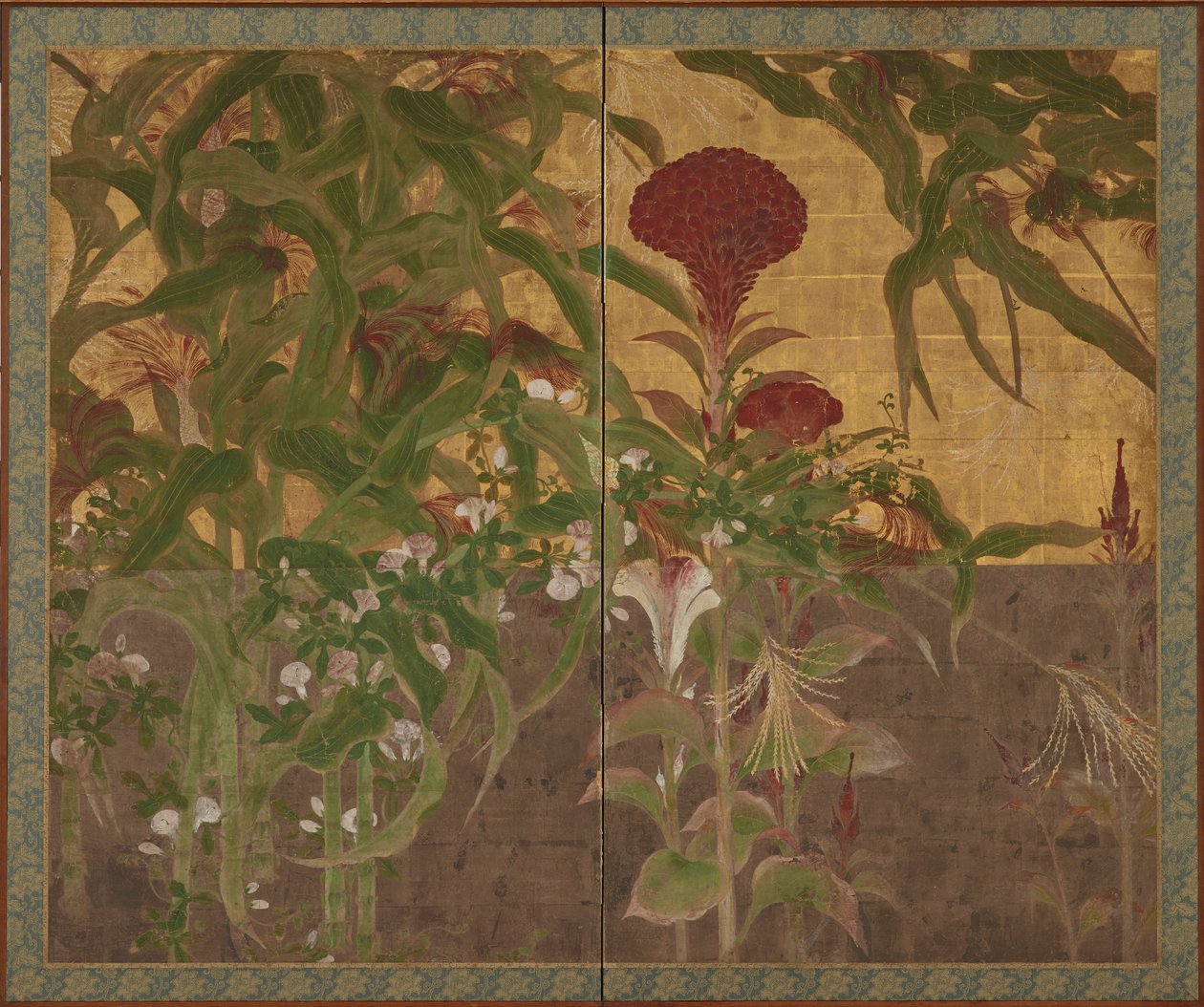 Coxcombs, majs och morgonhärligheter, Momoyama-perioden, 1600-talet. av Unbekannt