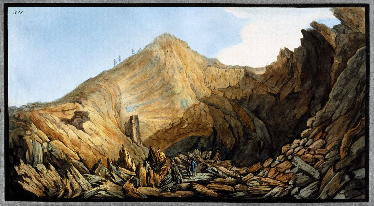Krater inuti det "lilla berget" konen, Vesuvius, kungariket Neapel, c 1761 av Unbekannt