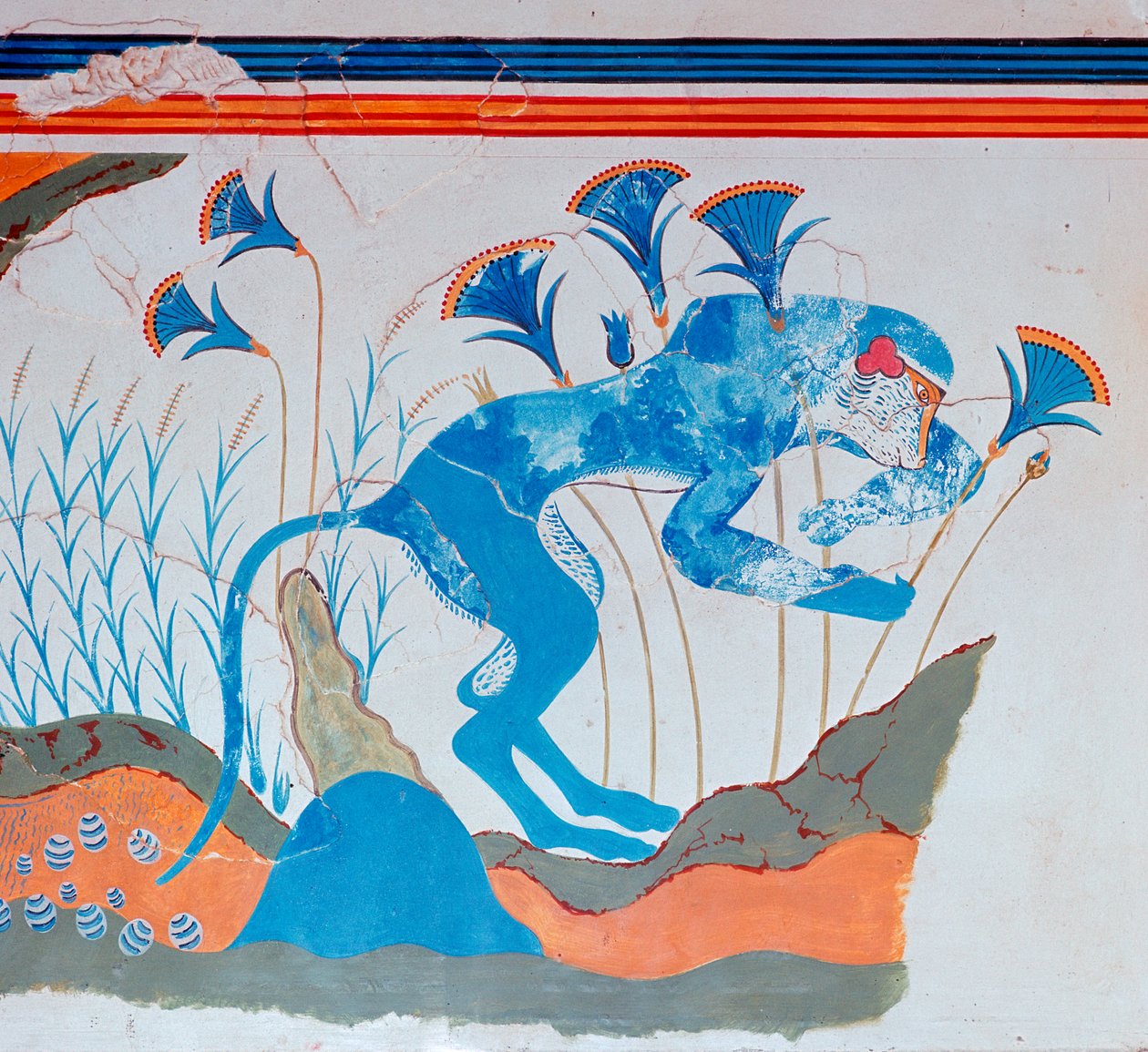 Kretensisk fresk av en apa och papyrus, 1500-1300-talet f.Kr av Unbekannt