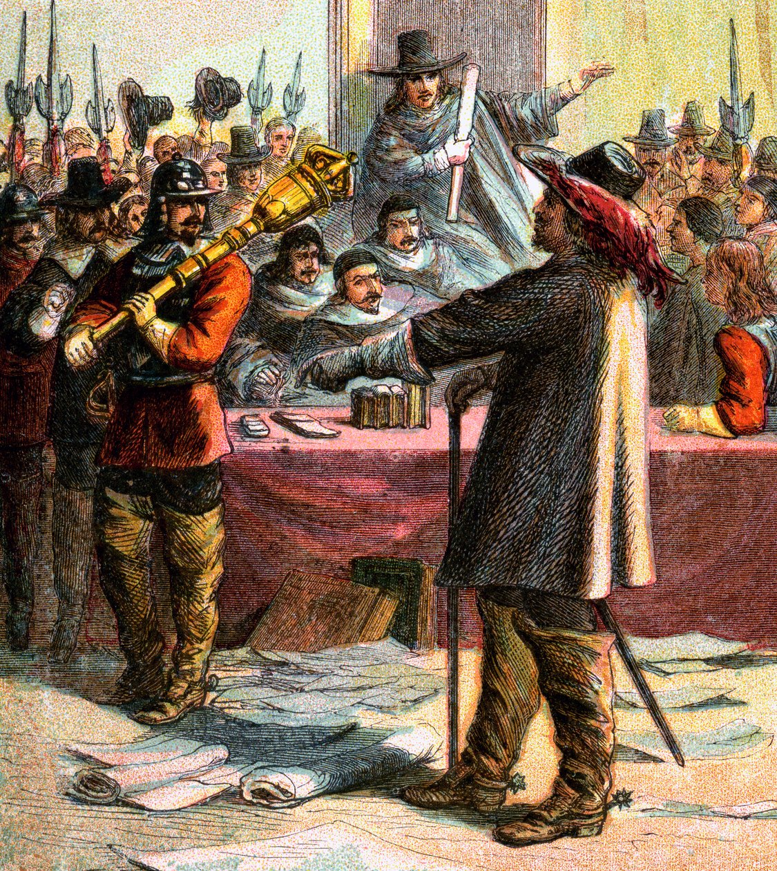 Cromwell Turns Out Parliament, 1600-talet, c1850 av Unbekannt