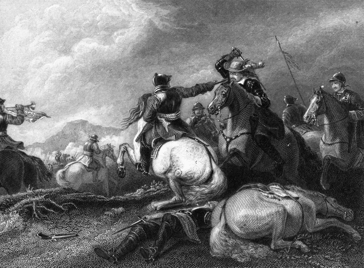 Cromwell vid slaget vid Marston Moor, 2 juli 1644, 1800-talet av Unbekannt