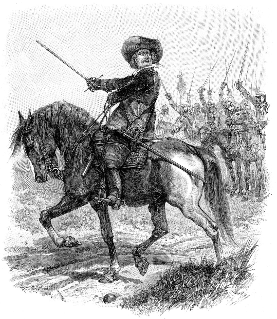Cromwell vid slaget vid Marston Moor, 2 juli 1644, 1800-talet av Unbekannt