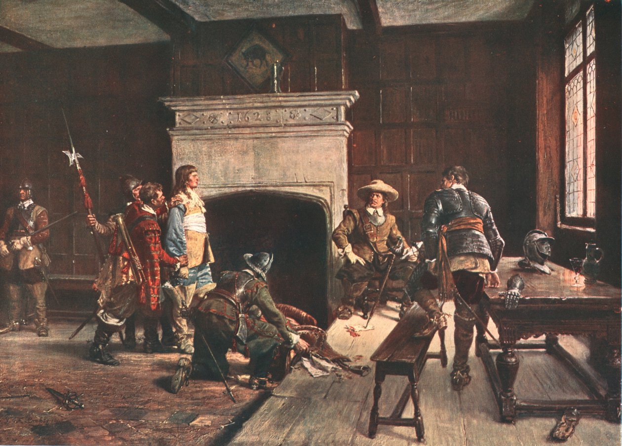 Cromwell vid Blue Boar, Holborn, London, 1640, c1883, c1902. av Unbekannt