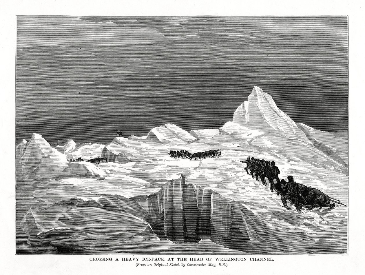 Korsar ett tungt ispaket vid huvudet av Wellington Channel, 1877 av Unbekannt