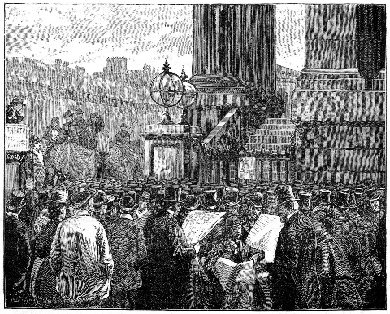 Folkmassa på Mansion House som läser bulletinen om prinsen av Wales sjukdom, 1871 1900 av Unbekannt