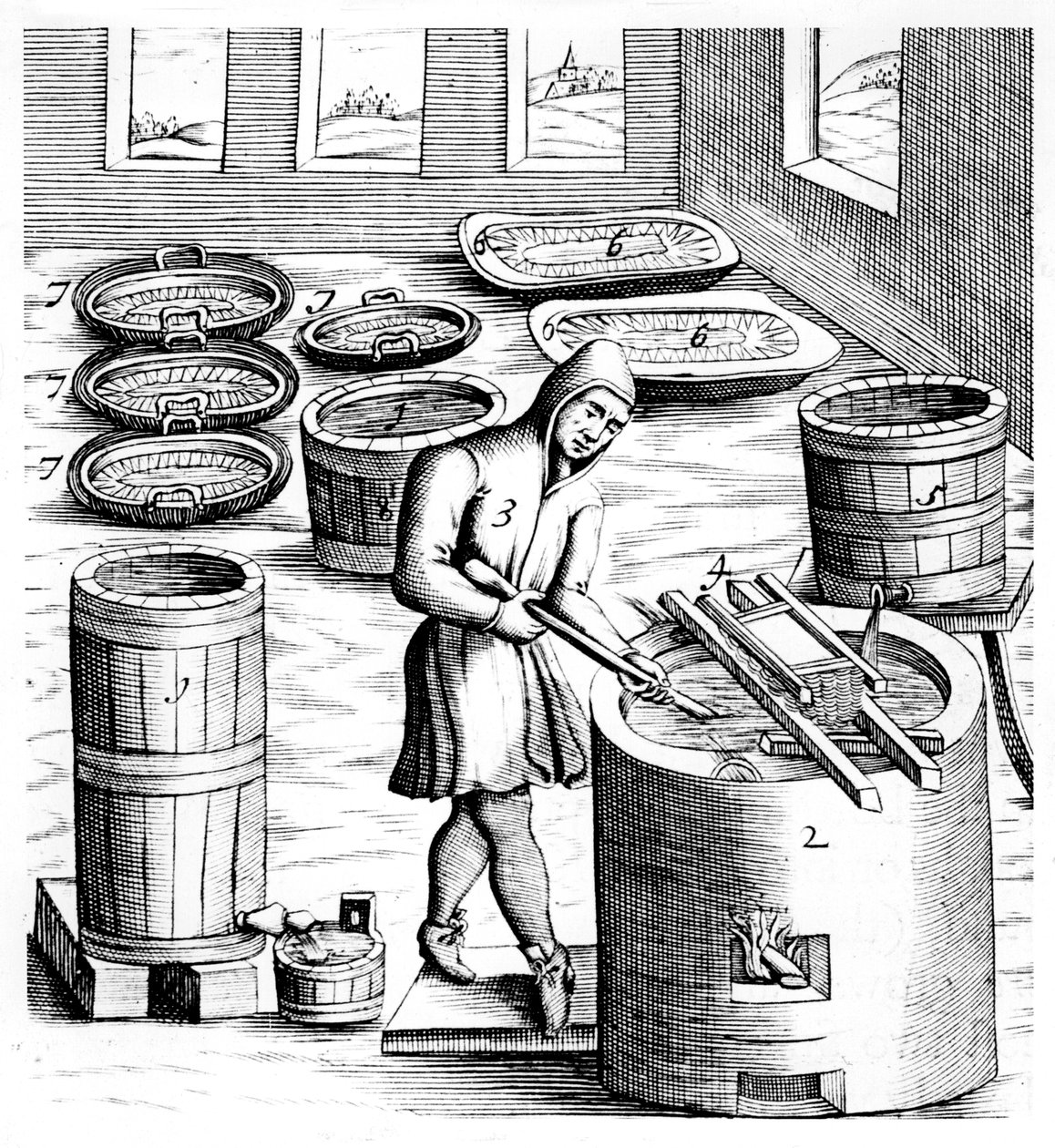 Kristallisation av salpeternitre, kaliumnitrat eller KN03, 1683 av Unbekannt