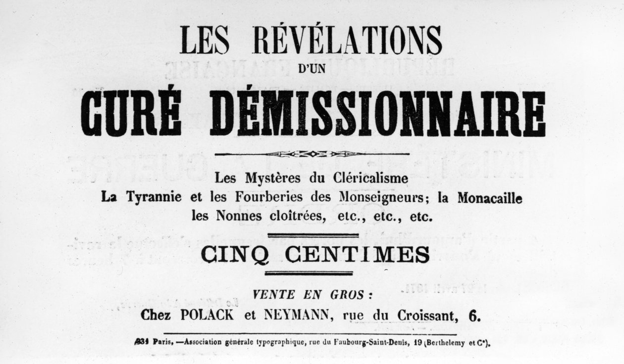 Cure Demissionnaire, från franska politiska affischer från Pariskommunen, maj 1871 av Unbekannt