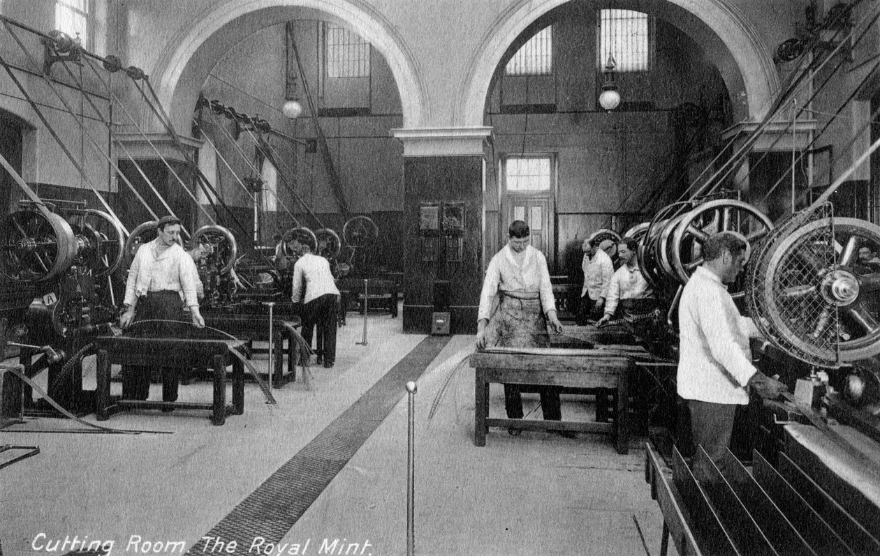 Cutting Room, Royal Mint, Tower Hill, London, tidigt 1900-tal av Unbekannt