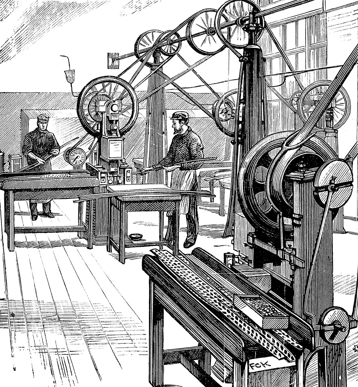 Skärning av myntämnen från metallremsor, Royal Mint, London, 1897 av Unbekannt